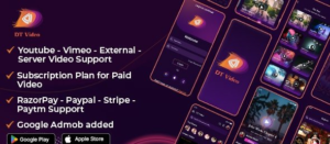 DTVideo v3.0.1 - Flutter Multipurpose All In One Videos App ( Android + ios) Admin panel